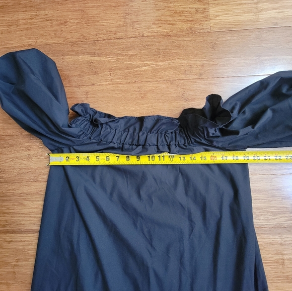 ASOS Black Puff Sleeve Poplin Maxi Dress Size 0 - Picture 4 of 9